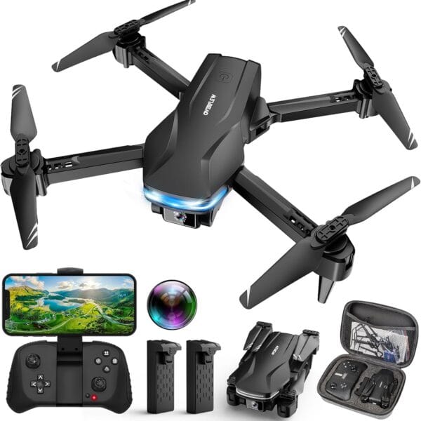 Drone with Camera 1080P HD FPV Foldable Drone for Beginners and Kids, Quadcopter with Voice Gesture Control with Carrying Case, One Key Take Off/Land, Optical Flow Positioning, 360 Flip, Waypoint Fly