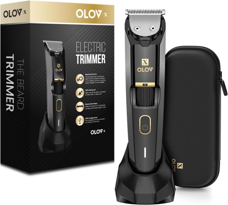 Men's Beard Trimmer - All-in-One Trimmer with Precision Dial - Premium Facial Hair Groomer - Adjustable 20 Length Setting, USB Recharge Dock, Cordless Waterproof Wet/Dry Clipper