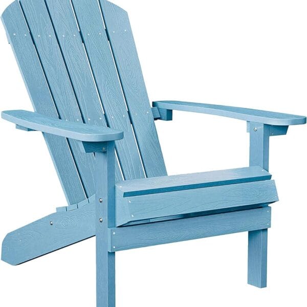 YEFU Adirondack Chair Weather Resistant: Outdoor Chair HIPS Plastic Adirondack Chairs - Patio Chairs with Wood Texture - Lawn Fire Pit Deck Porch Garden Chairs for Adults (Blue)