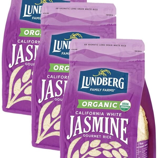 Lundberg Family Farms Organic Jasmine Rice, California White, 32 Ounce (Pack of 3)