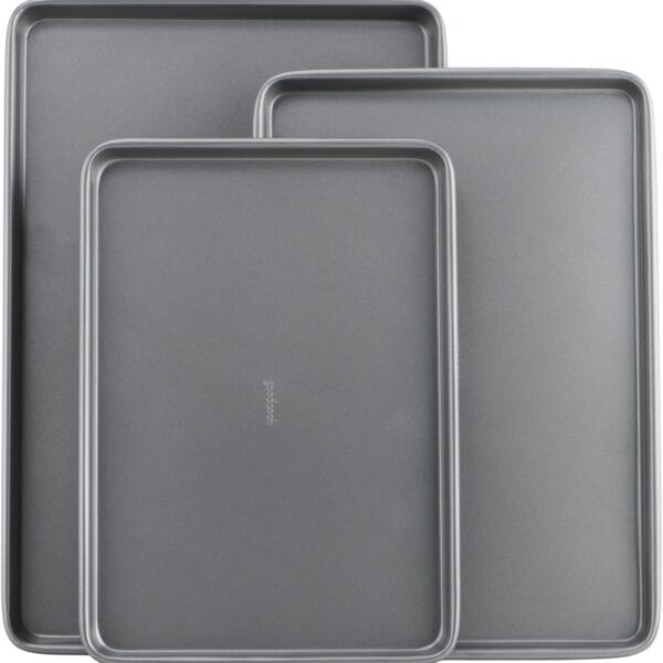 GoodCook Everyday Nonstick Carbon Steel Baking Sheet Set, 3 Pack Small 13 x 9, Medium 15 x 10, Large 17 x 11 Carbon Steel Cooking Pans, Cookie Sheet Bakeware Set