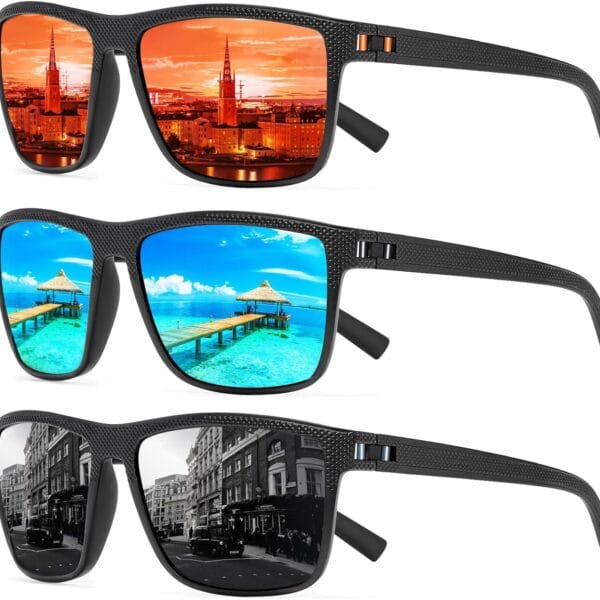 Square Polarized Sunglasses for Men and Women Lightweight Frame Sun Glasses with UV Protection