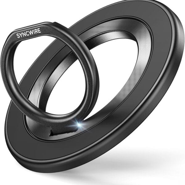 SYNCWIRE Upgraded Magnetic Phone Ring Holder for MagSafe, Magnet Cell Phone Grip Stand Finger Ring Kickstand Two-Sided Magnetic Compatible with iPhone 16 Pro Max 15 14 13 12 MagSafe Accessories