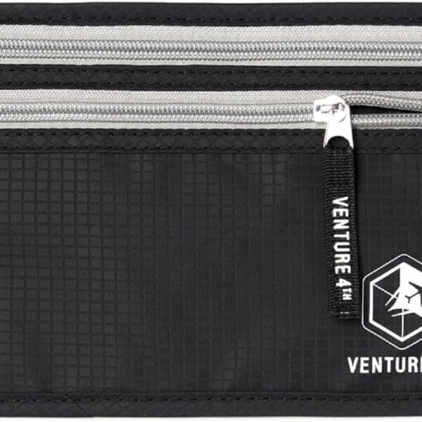 VENTURE 4TH Travel Money Belt - Slim Passport Holder RFID Blocking Travel Pouch to Protect Cash, Credit Cards and Travel Documents (Black)