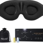 MZOO Sleep Eye Mask for Side Sleeper Men Women, Zero Eye Pressure 3D Sleeping Mask, Light Blocking Patented Design Night Blindfold, Soft Eye Shade Cover for Travel, Black