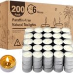 Tea Lights Candles 200 Pack,Unscented White Votive Bulk,6 Hours Burning Time,Long Lasting Palm Wax (Non-Paraffin), Clean Burn with Smokeless Tealights for Christmas,Thanksgiving,Homemory