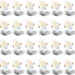 Amico 24 Pack 6 Inch 5CCT Ultra-Thin LED Recessed Ceiling Light with Junction Box, 1050LM Brightness, Dimmable Canless Wafer Downlight, 12W, ETL&FCC