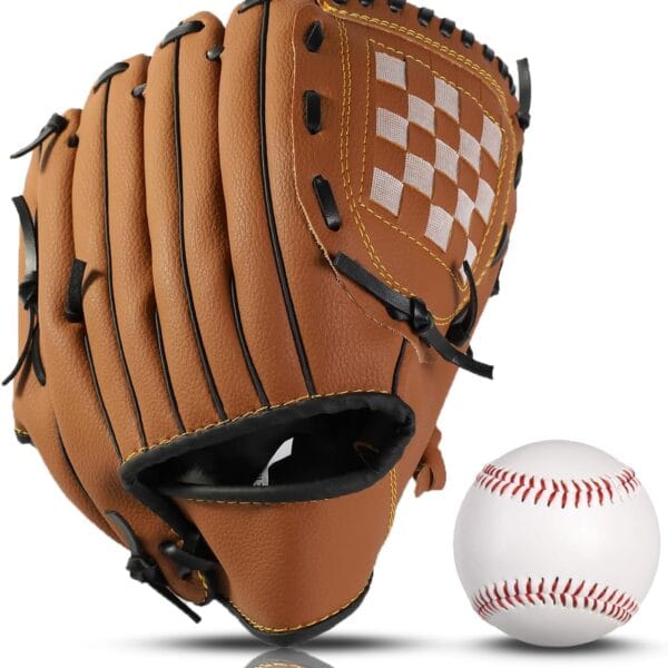 Baseball Glove + Ball Sets, Softball Glove, Baseball Mitt, 10.5''-12.5'' for Youth/Adult Training and Beginner Play, Synthetic Leather Softball Mitt