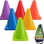 Soccer Cones for Sports Training: Soccer Cones Training Agility Field Marker for Skating Basketball Football Practice Indoor Outdoor 7 Inch 24 Pack Activity Obstacle Course 6 Colors