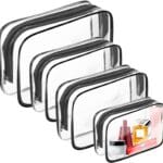 AURUZA 4 Pack Clear Toiletry Bag, Portable Travel Makeup Pouch with Zipper, TSA Approved Organizer, PVC Cosmetic for Airport Airline Compliant
