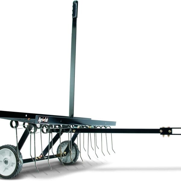 Agri-Fab 45-0295 48in Tow Behind Lawn Dethatcher,24 Durable Spring Steel Tines Lawn dethatcher, Designed to pull behind Lawn and Garden Tractors, Black