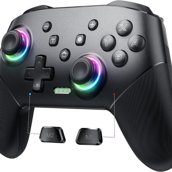 VOYEE Switch Controller Wireless, Pro Controllers Compatible with Switch Lite/OLED/PC, One-Key Pairing Gamepad with 9-Color RGB LEDs 1000mAh Battery 6-Axis Motion Wake Up Function