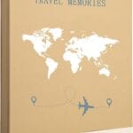 Travel Photo Album 4x6 600 Photos 5 Pictures Per Page, 600 Pockets, Refined Kraft Paper Cover Vacation Photo Album Travel Design World Map Adventure