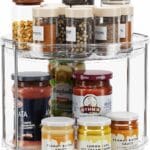 LAMU 2 Tier Lazy Susan Turntable Organizer 9.25'' Rotating Spice Rack Organization for Cabinet, Kitchen, Pantry, Countertop, Bathroom, Vanity, Medicine Cabinet Organizer, Clear