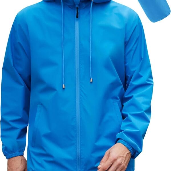 COOFANDY Rain Jacket Men Packable Waterproof Raincoat with Hood Lightweight Windbreaker for Hiking Cycling Golf