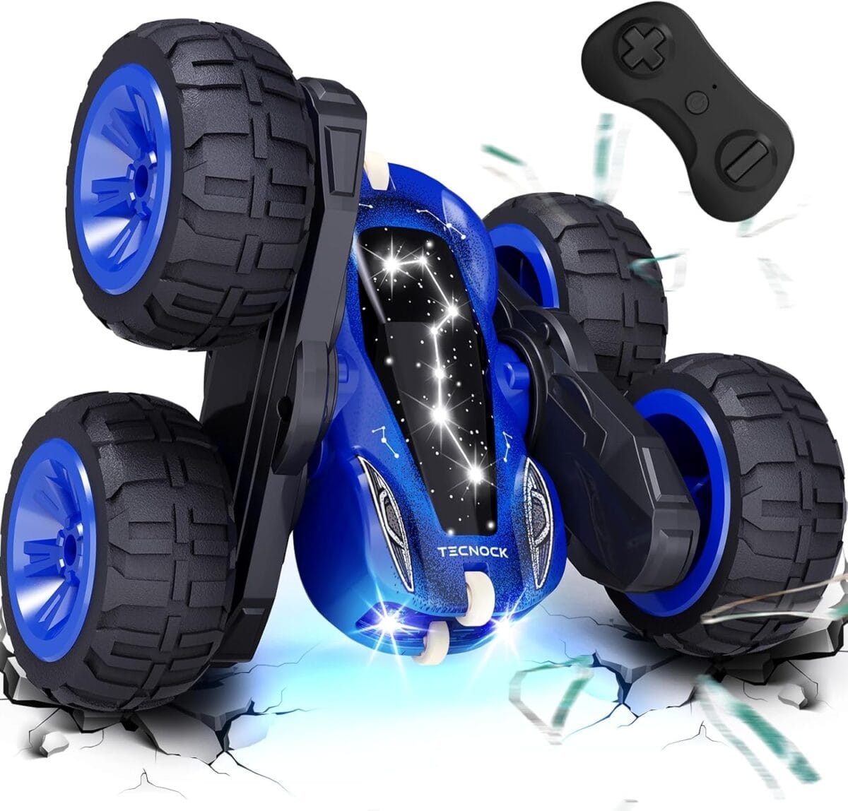 Tecnock Remote Control Car, 2.4GHz RC Cars with USB-C Easy Charging, 4WD Double Sided 360 Rotates and Flips RC Stunt Car, Toys Gift for Boys and Girls
