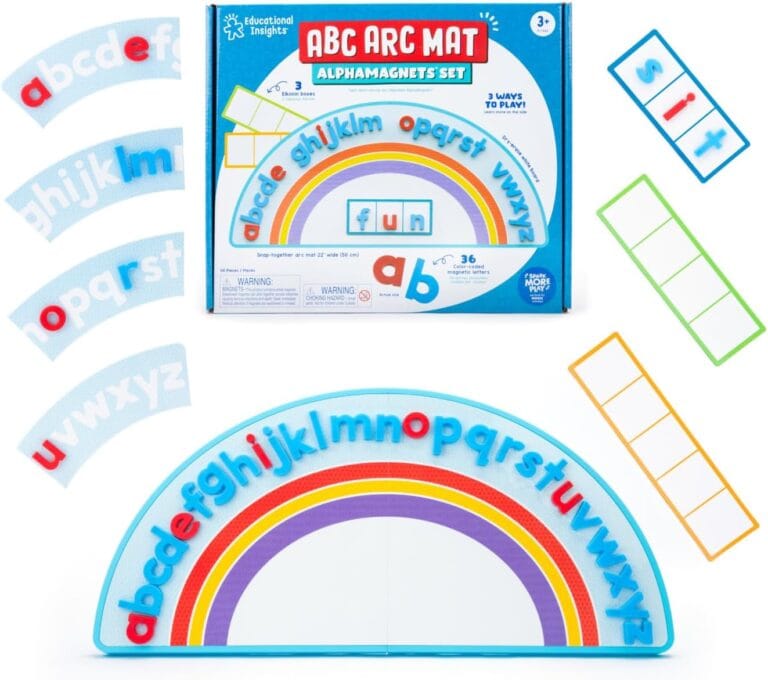 Educational Insights ABC Arc Mat AlphaMagnets Set  Alphabet Puzzles for Kids, Letter Learning Kit, Preschool Fine Motor Toys, ABC Activity Mats, Magnetic Blocks for Toddlers Ages 3-5