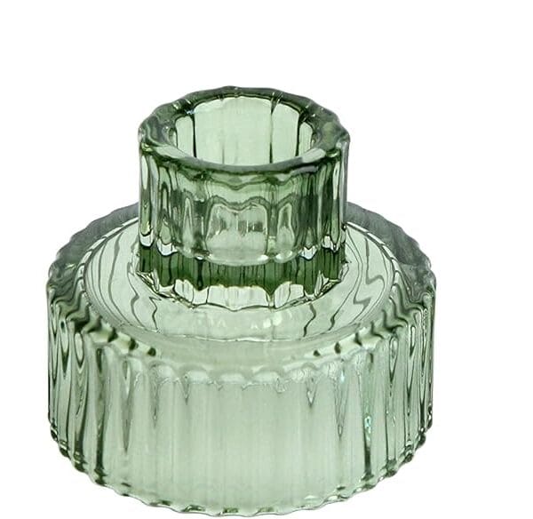 Vixdonos Taper Glass Candlestick Holders Tealight Candle Holders for Table Centerpieces, Wedding Decor and Dinner Party (3 Pcs, Green)