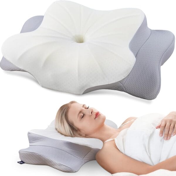 DONAMA Cervical Pillow for Neck and Shoulder,Contour Memory Foam Pillow,Ergonomic Neck Support Pillow for Side Back Stomach Sleepers with Pillowcase