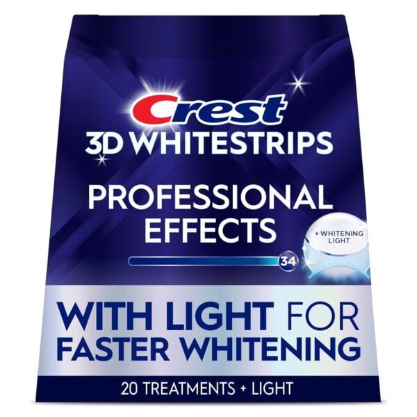 Crest 3D Whitestrips, Radiant Express with LED Accelerator Light, Teeth Whitening Strip Kit, 40 Strips (20 Count Pack)