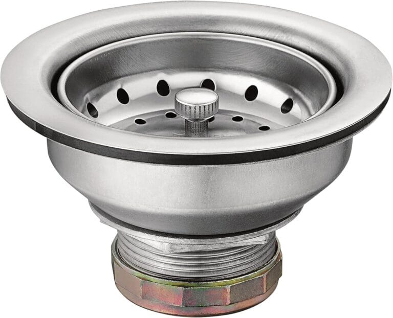 MOEN 22036 Collection 3-1/2 Inch Kitchen Sink Stainless Steel Basket Strainer with Drain Assembly, Pack of 1, Stainless