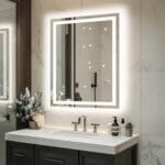 32"x 24" LED Bathroom Mirror with Lights, Dimmable, Double Lights, Backlit + Front Lit, 3 Colors Led Mirror for Bathroom, Lighted Bathroom Vanity Mirror, Tempered Glass(Horizontal/Vertical)