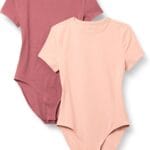 Amazon Essentials Women's Stretch Cotton Jersey Slim-Fit T-Shirt Bodysuit, Pack of 2