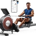 MERACH Rowing Machines for Home, Magnetic Rowing Machine with 16 Levels, Rower Machine of Quiet Resistance, Dual Slide Rail with Max 350lbs Weight Capacity, App Compatible