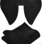 GUSLESON Mens Solid Plaid Velvet Pre-tied Adjustable Bow Tie and Pocket Square Cufflink Set with Gift Box