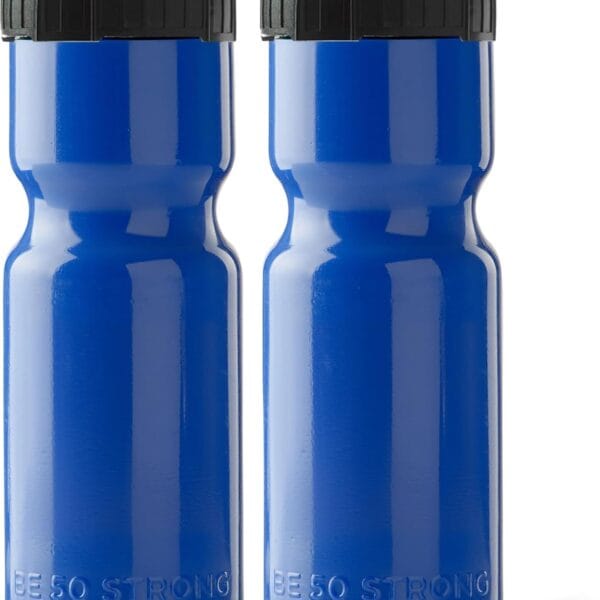 50 Strong Sports Water Bottles Reusable 22 oz BPA-Free Plastic Bottles with Pull Top Cap Made in USA Top Rack Dishwasher Safe Fits Most Bike Cages Brand