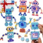 Robots Wooden Snap-Together Building Toys  28-Piece STEM Montessori Educational Blocks for Toddlers Ages 36 | Fine Motor Skills Development | Safe, Durable, Creative Robot Toys Gift for Kids