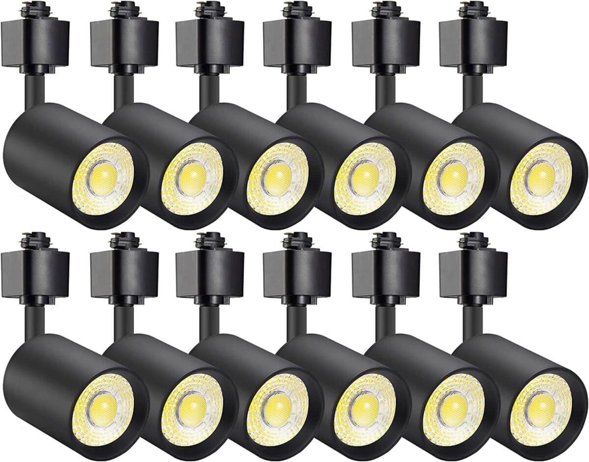 VANoopee 12-Pack 10W Dimmable LED Track Lighting Heads H Type Track Light Replacement Fixtures Bright 3000K Warm White Ceiling Spotlight for Accent Task Art, Flicker Free CRI90+ 24 800lm Black