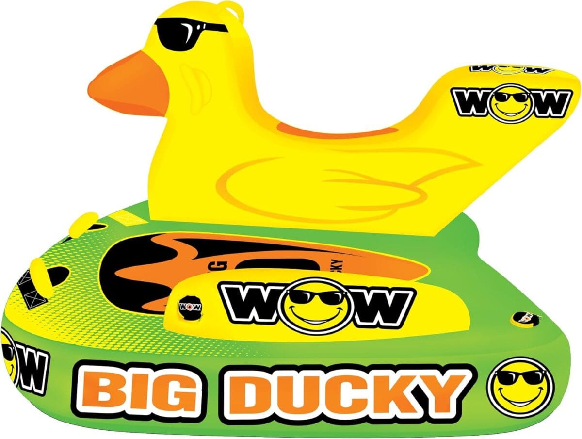 WOW Sports  Big Ducky Towable Deck Tube for Boating  1-3 Person 510 lbs Capacity  Inflatable Boat Tube for Water Sports  Youth & Adults
