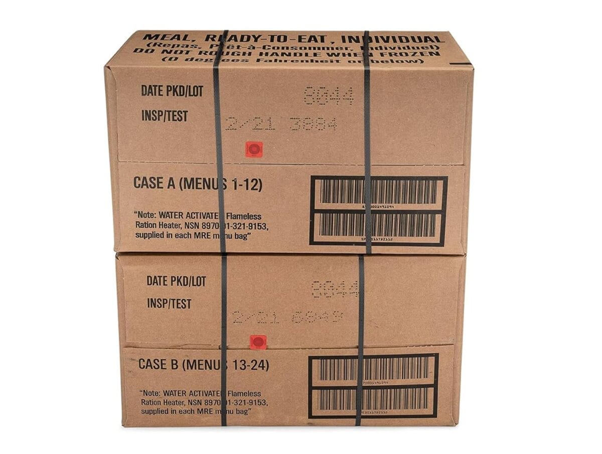 Wornick MRE Meals Ready to Eat, Emergency Food Supply, Survival Camping Outdoor 12 Pack Inspection 2024, 2025 or Better (A & B Case Bundle, 2, Count)