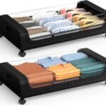 Under Bed Storage with Wheels and Lid, Under Bed Rolling Storage with XXL Large Capacity, Under the Bed Storage for Bedroom Under Bed Storage Containers for Clothes Shoe Blanket Toy Book byAUING,2Pack