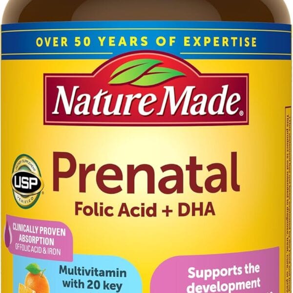 Nature Made Prenatal with Folic Acid + DHA, Prenatal Vitamin and Mineral Supplement for Daily Nutritional Support, 110 Softgels, 110 Day Supply