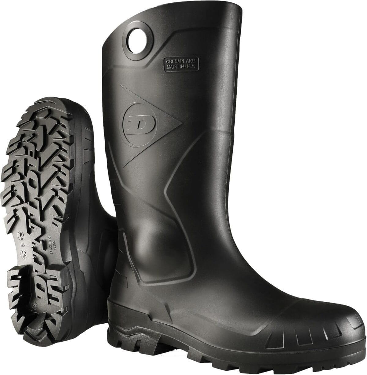 Dunlop Protective Footwear, Chesapeake plain toe Black Amazon, 100% Waterproof PVC, Lightweight and Durable