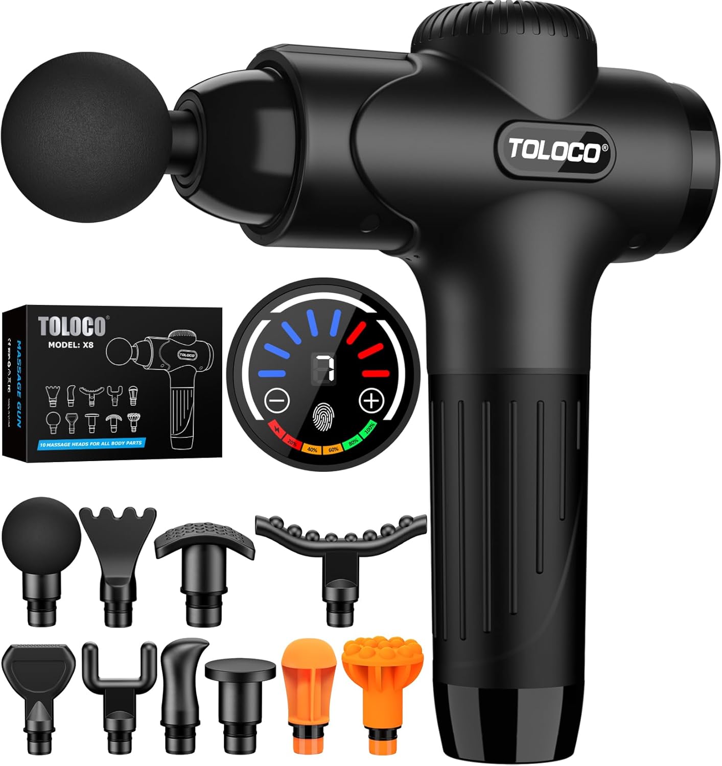 TOLOCO Massage Gun Deep Tissue, Percussion Massage Gun With 10 Replacement Heads, Super Quiet Portable Electric Massager For Athletes, Relax, Black TOLOCO Massage Gun Deep Tissue, Percussion Massage Gun with 10 Replacement Heads, Super Quiet Portable Electric Massager for Athletes, Relax, Black