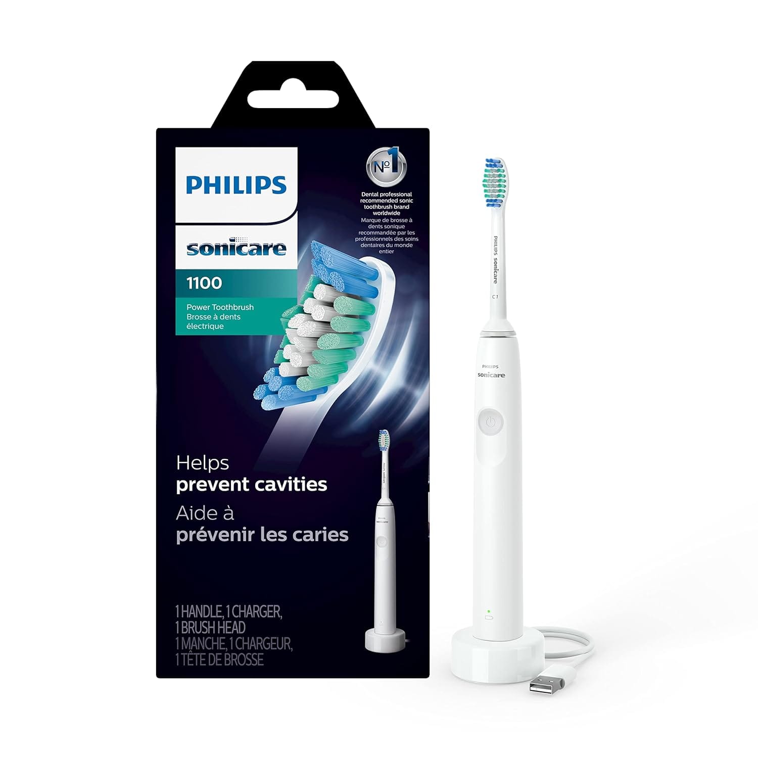 PHILIPS Sonicare 1100 Power Toothbrush, Rechargeable Electric Toothbrush, White Grey HX3641/02 PHILIPS Sonicare 1100 Power Toothbrush, Rechargeable Electric Toothbrush, White Grey HX3641/02