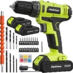 PULITUO'S 20V Cordless Drill/Driver, Electric Screwdriver - 2 Batteries, 30Nm, 21+1 Torque, 2 Speed, Keyless 3/8" Chase Drill with LED Light, Kit for Home (Green)