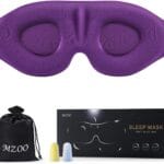 MZOO Sleep Eye Mask for Side Sleeper Men Women, Zero Eye Pressure 3D Sleeping Mask, Light Blocking Patented Design Night Blindfold, Soft Eye Shade Cover for Travel, Purple