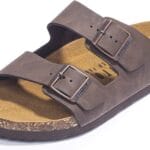 FITORY Mens Sandals, Arch Support Slides with Adjustable Buckle Straps and Cork Footbed Size 7-14.5