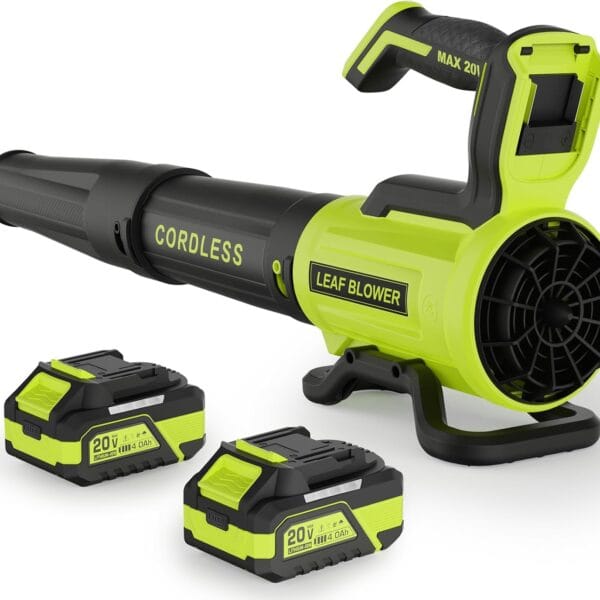 Leaf Blower Cordless with 2 4.0Ah Batteries and Charger, 560CFM & 180MPH Lightweight Leaf Blower, 2 Speed Electronic Control, 20V Electric Blower for Driveway, Lawn & Yard Care