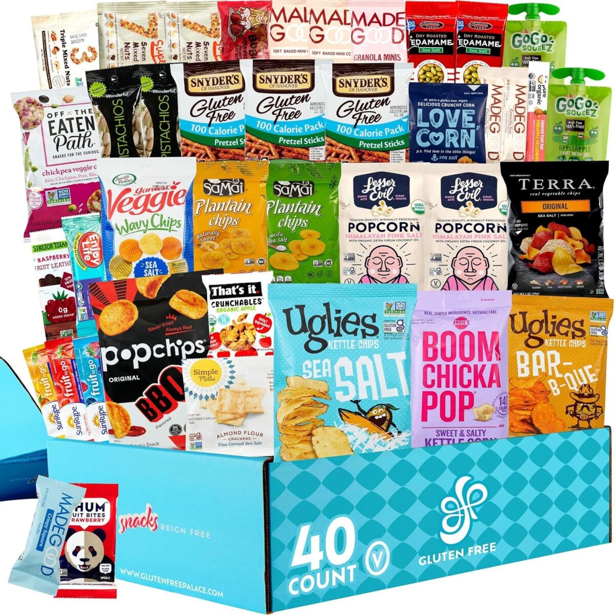 Gluten Free Palace Snacks Gift Basket  Gluten Free, Dairy Free & Vegan Snack Box for Adults  Birthday, Thank You & Corporate Gift Treats (40 Count)