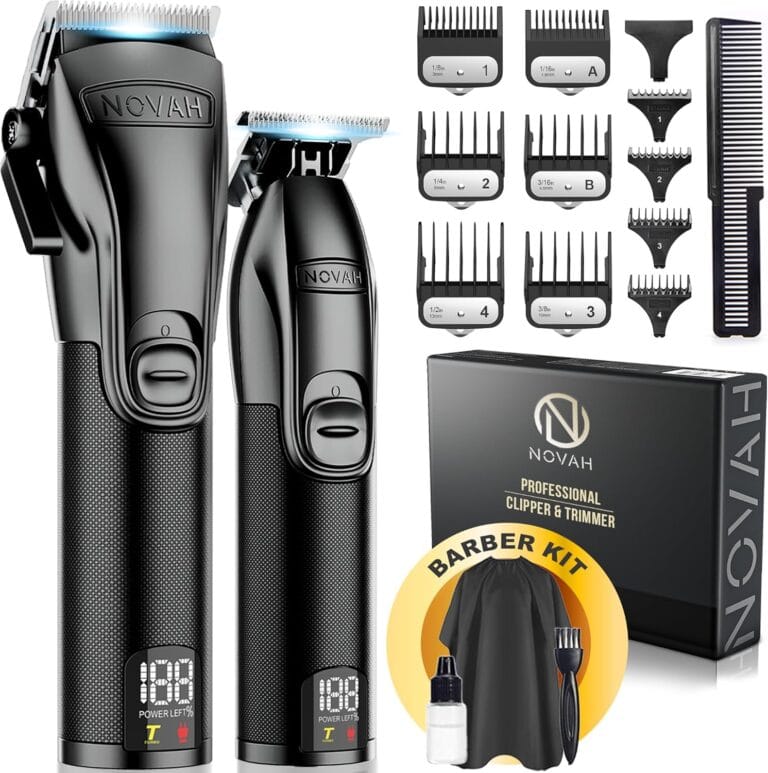 Novah Professional Hair Clippers for Men, Professional Barber Clippers and Trimmer Set, Mens Cordless Hair Clipper for Barbers Haircut Kit Fade