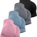 CHRLEISURE Women's 4 Packs Workout Gym Shorts, High Waisted Butt Lifting Scrunch Butt Seamless Booty Shorts