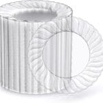 FOCUSLINE 100 Count 6 Inch Clear Plastic Plates, Disposable Heavy Duty Salad Dessert Plates- Premium Hard Plastic Plate Fancy Disposable Clear Plate for Weddings, Parties and Events