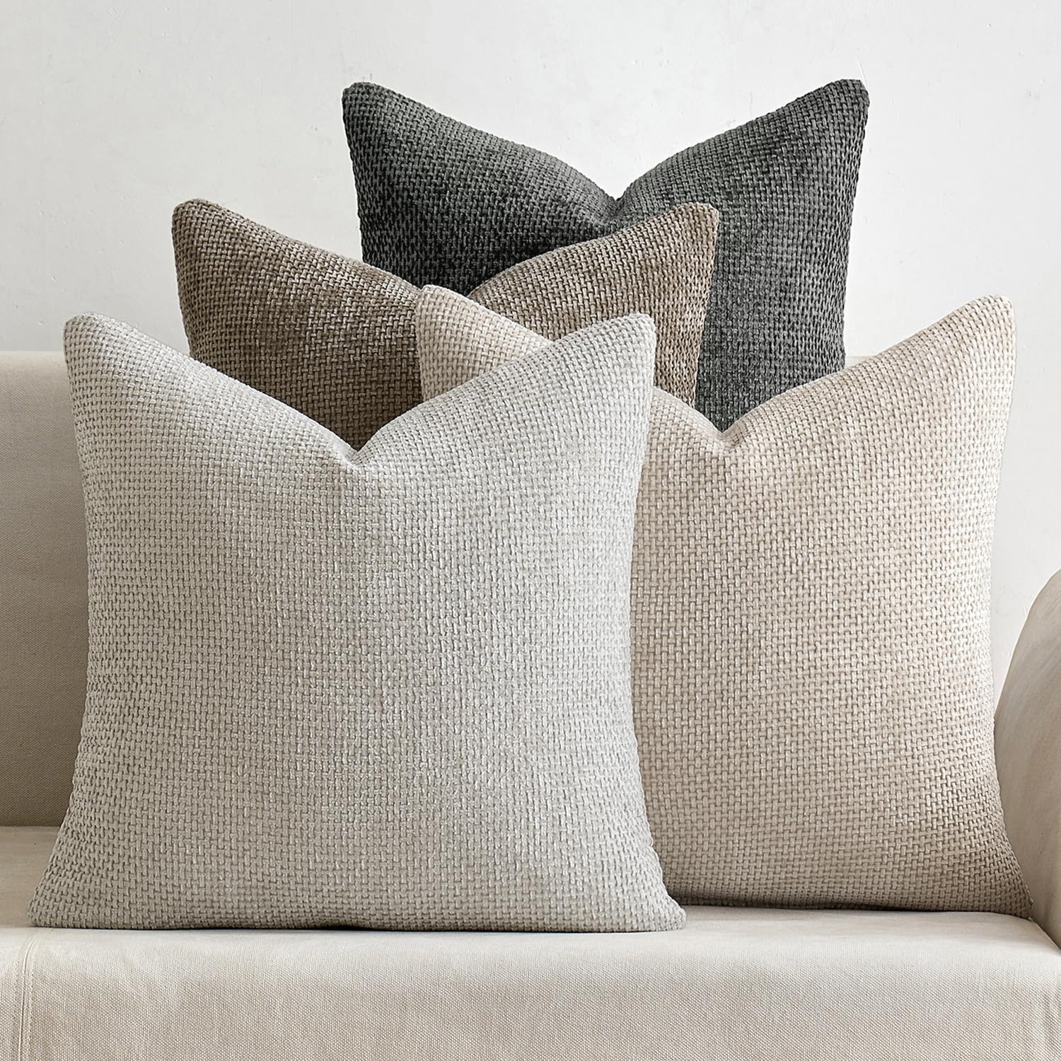 MIULEE Pack Of 4 Couch Throw Pillow Covers 18x18 Inch Neutral Soft Decorative Chenille Pillow Covers Farmhouse Boho Cushion Covers For Mid Century Modern Home Decor Sofa Bedroom Living Room MIULEE Pack of 4 Couch Throw Pillow Covers 18x18 Inch Neutral Soft Decorative Chenille Pillow Covers Farmhouse Boho Cushion Covers for Mid Century Modern Home Decor Sofa Bedroom Living Room