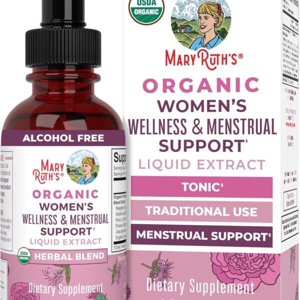 MaryRuth Organics USDA Organic Women's Wellness Liquid Herbal Supplements | Includes Stinging Nettle, Raspberry Leaf, Eleuthero Root, Chaste Tree Berry | Menstrual Support | Non-GMO, Vegan