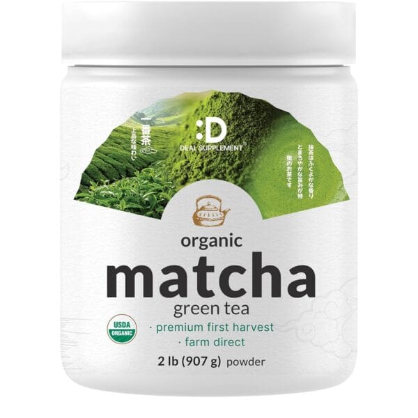 Organic Matcha Green Tea Powder, 2 lb (907g) | First Harvest, Culinary Grade | Japanese Sourced Cafe Mix | Zero Sugar, Keto Friendly, Non-GMO, Vegetarian